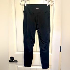 Pink Ultimate Black Leggings with Black Mesh on Side Size Medium